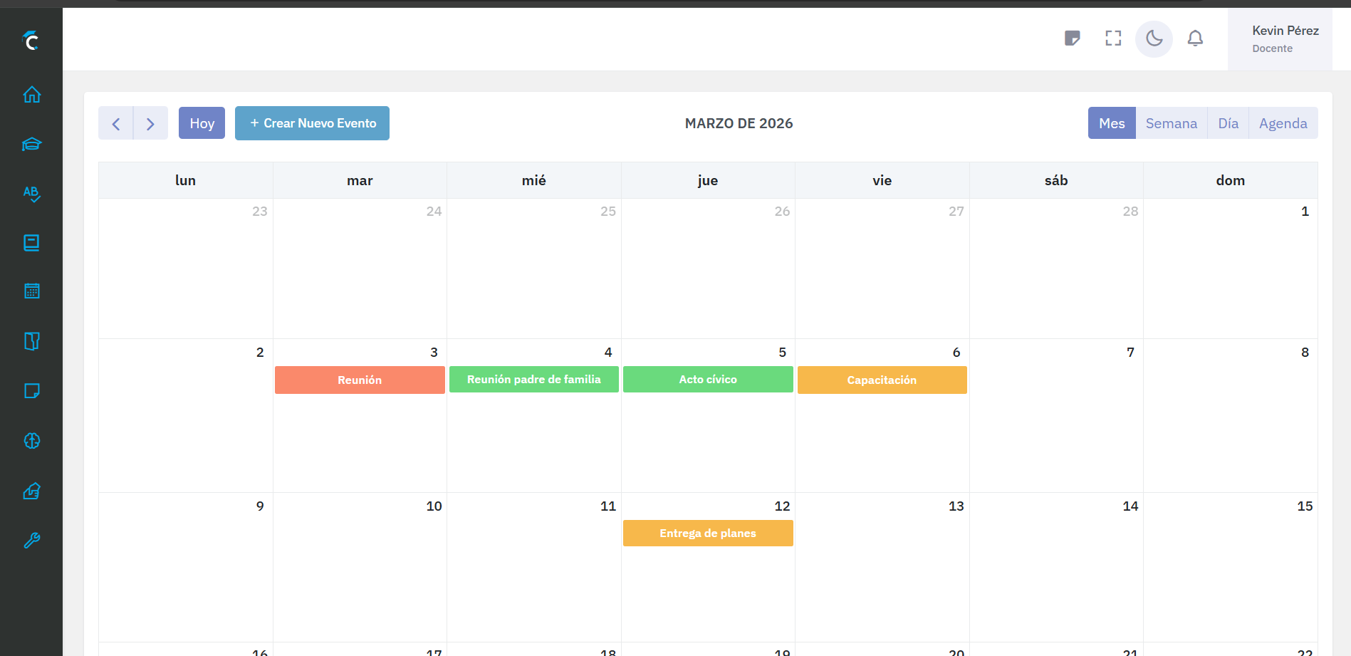 Módulo de Calendario ClassPro